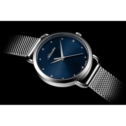 Zegarek damski Adriatica  A3730.5145Q srebrny bransoleta mesh granatowa tarcza
