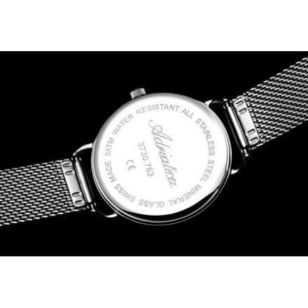 Zegarek damski Adriatica  A3730.5145Q srebrny bransoleta mesh granatowa tarcza