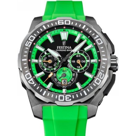 Festina Chrono Bike 20725/3 zegarek męski grafitowy z zielonym paskiem chronograf