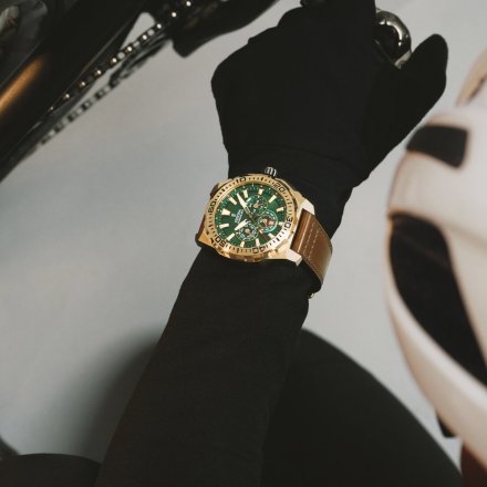 Festina Chrono Bike 20728/2 zegarek męski złoty z brązowym paskiem chronograf