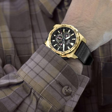 Festina Chrono Bike 20728/3 zegarek męski złoty z czarnym paskiem chronograf