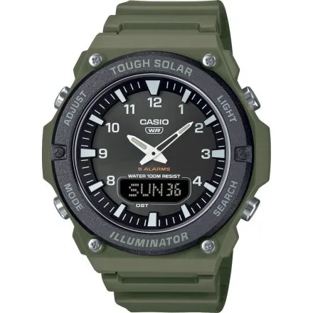 Zegarek Casio AQ-S820W-3BVEF sportowy zegarek zielony z panelem słonecznym
