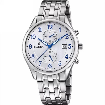 Festina Timeless Chronograph 6854/A Zegarek Męski srebrny z zieloną tarczą chronograf