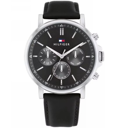 Tommy Hilfiger Tyson zegarek męski srebrny z czarnym paskiem 1710586
