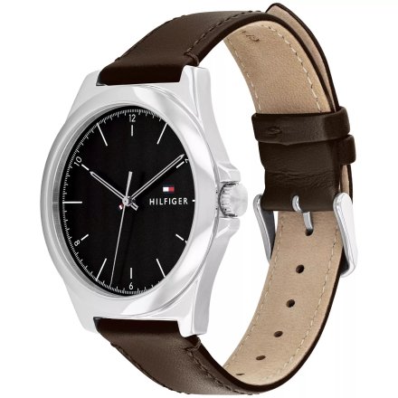 Tommy Hilfiger Norris zegarek męski srebrny z brązowym paskiem 1710601