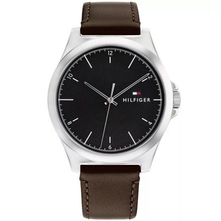 Tommy Hilfiger Norris zegarek męski srebrny z brązowym paskiem 1710601