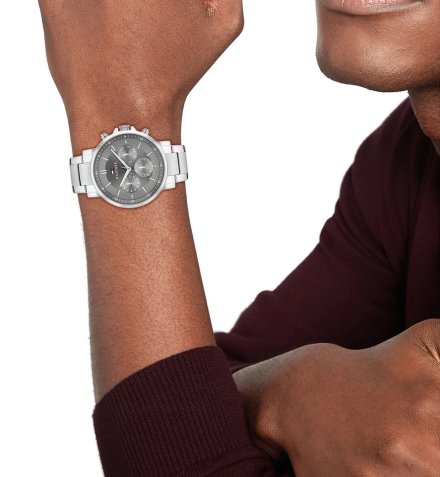 Tommy Hilfiger Tyson zegarek męski srebrny z szarą tarczą 1710604