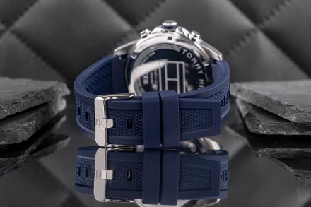 Tommy Hilfiger Lars zegarek męski srebrny z granatowym paskiem 1710649