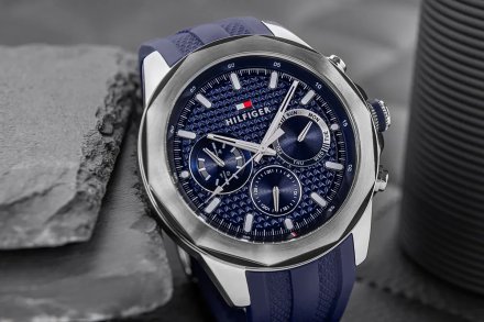 Tommy Hilfiger Lars zegarek męski srebrny z granatowym paskiem 1710649