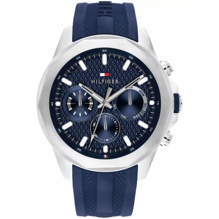 Tommy Hilfiger Lars zegarek męski srebrny z granatowym paskiem 1710649