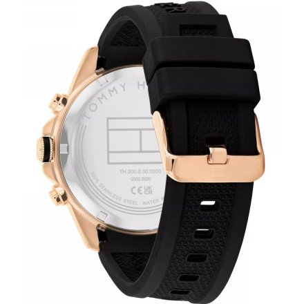 Tommy Hilfiger Lars zegarek męski różowozłoty z czarnym paskiem 1710650
