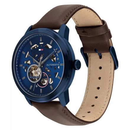 Tommy Hilfiger Henry zegarek męski granatowy z brązowym paskiem 1710660