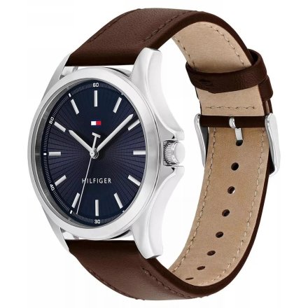 Tommy Hilfiger Bruce zegarek męski srebrny z brązowym paskem 1710669