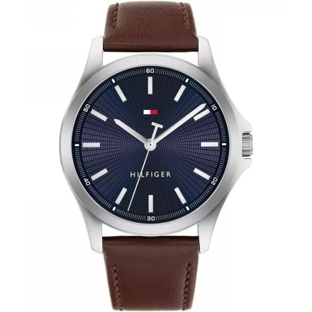 Tommy Hilfiger Bruce zegarek męski srebrny z brązowym paskem 1710669