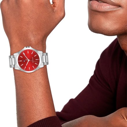 Tommy Hilfiger Bruce zegarek męski srebrny z czerwoną tarczą 1710677