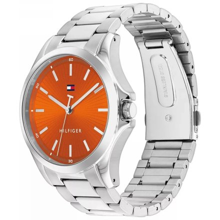 Tommy Hilfiger Bruce zegarek męski srebrny z pomarańczową tarczą 1710678