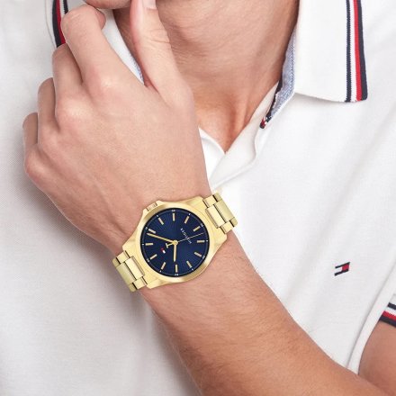 Tommy Hilfiger Bruce zegarek męski złoty z granatową tarczą 1710679