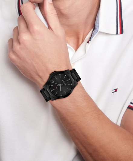 Tommy Hilfiger Bruce zegarek męski czarny z czarną tarczą 1710680