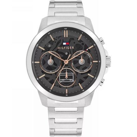 Tommy Hilfiger Henry zegarek męski srebrny z grafitową tarczą 1710683