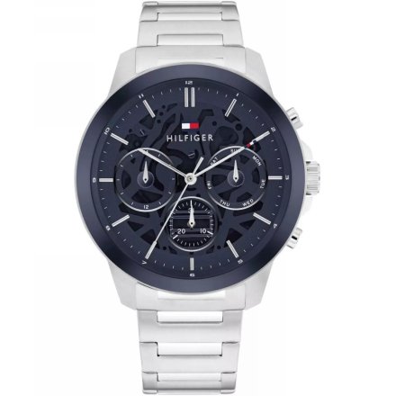 Tommy Hilfiger Henry zegarek męski srebrny z granatową tarczą 1710684