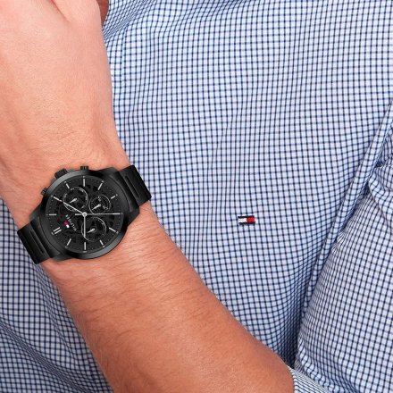 Tommy Hilfiger Henry zegarek męski czarny z czarną tarczą 1710685