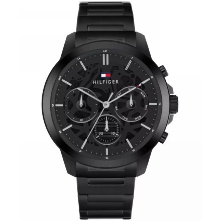 Tommy Hilfiger Henry zegarek męski czarny z czarną tarczą 1710685