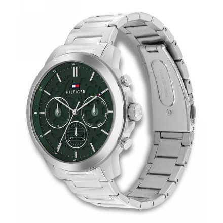 Tommy Hilfiger Henry zegarek męski srebrny z zieloną tarczą 1710686