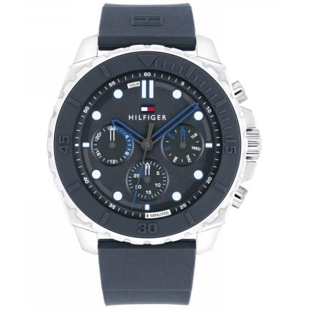 Tommy Hilfiger Morgan zegarek męski srebrny z granatowym paskiem 1710687