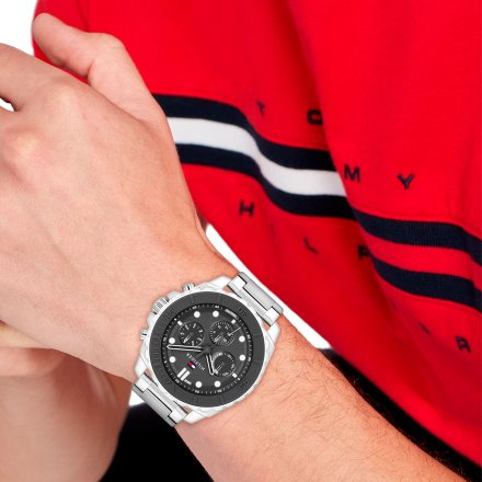 Tommy Hilfiger Morgan zegarek męski srebrny z grafitową tarczą 1710689