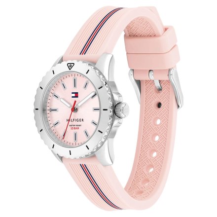 Tommy Hilfiger Teens zegarek dziecięcy srebrny na różowym pasku 1720052