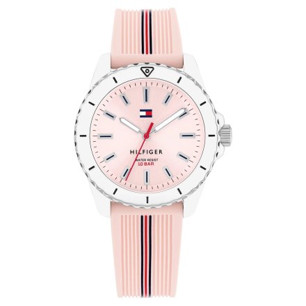Tommy Hilfiger Teens zegarek dziecięcy srebrny na różowym pasku 1720052