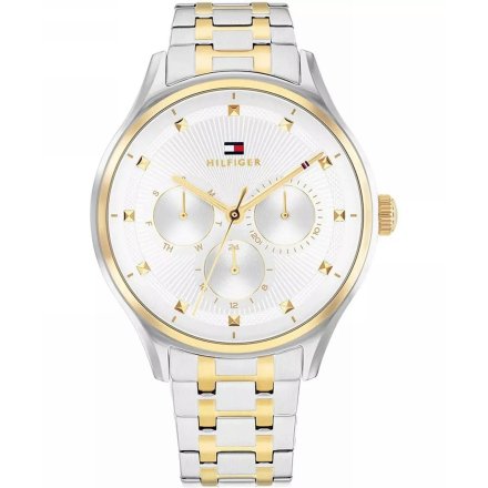 Tommy Hilfiger Gianna zegarek damski srebrno-złoty z białą tarczą 1782750