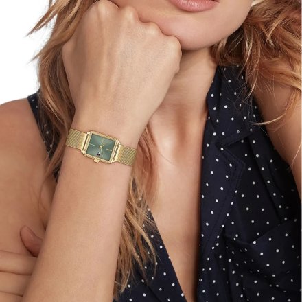 Tommy Hilfiger Tea Tank zegarek damski złoty z pierścieniem z cyrkonii 1782791