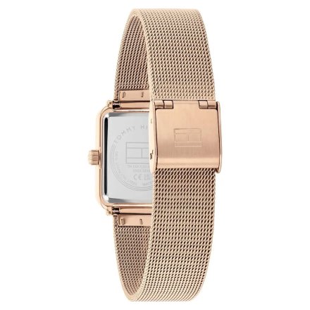 Tommy Hilfiger Tea Tank zegarek damski różowozłoty z pierścieniem z cyrkonii 1782800