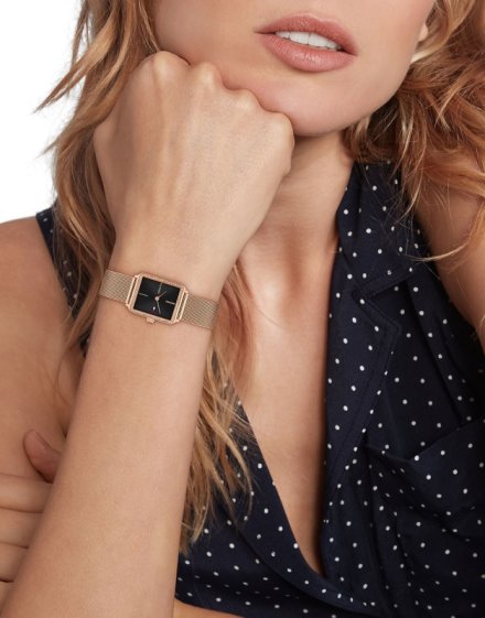 Tommy Hilfiger Tea Tank zegarek damski różowozłoty z pierścieniem z cyrkonii 1782800