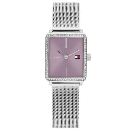 Tommy Hilfiger Tea Tank zegarek damski srebrny z pierścieniem z cyrkonii 1782790