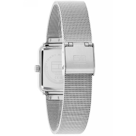 Tommy Hilfiger Tea Tank zegarek damski srebrny z pierścieniem z cyrkonii 1782789