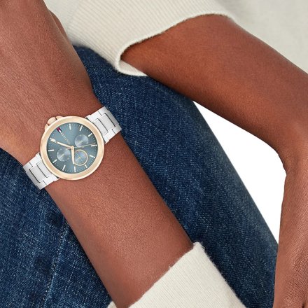 Tommy Hilfiger Lori zegarek damski srebrny z niebieską tarczą 1782754
