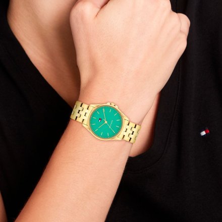 Tommy Hilfiger Jade zegarek damski złoty z zieloną tarczą 1782774