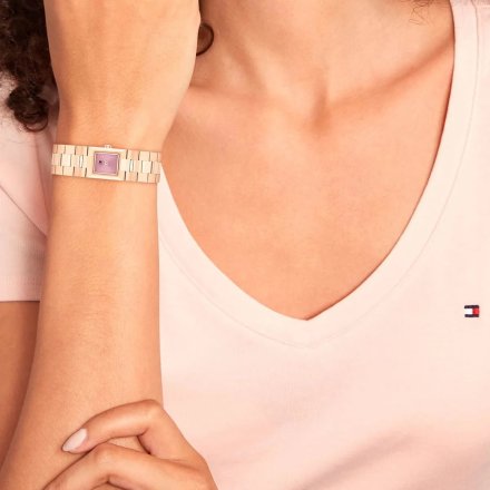 Tommy Hilfiger Ivy zegarek damski różowozłoty z fioletową tarczą 1782788