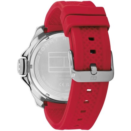 Tommy Hilfiger Windsurf zegarek męski srebrny z czerwonym paskiem 1792135