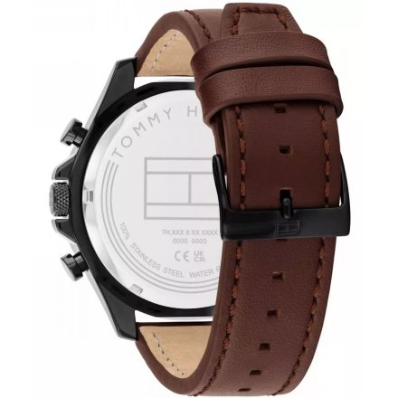 Tommy Hilfiger Clark zegarek męski czarny z brązowym paskiem 1792164