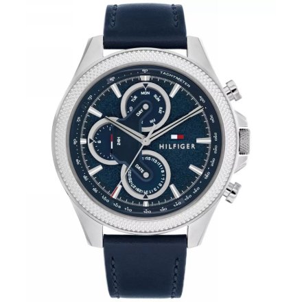 Tommy Hilfiger Clark zegarek męski srebrny z granatowym paskiem 1792165