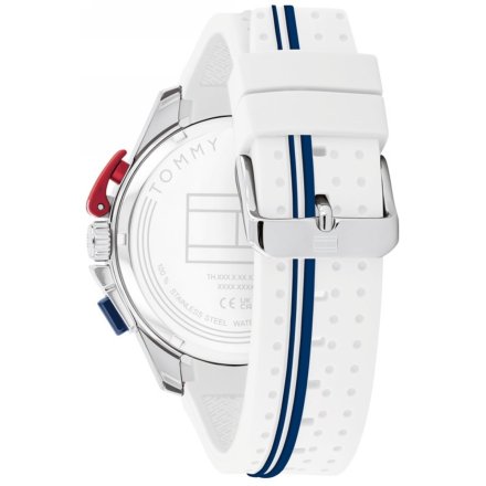 Tommy Hilfiger Bank zegarek męski srebrny z białym paskiem 1792167