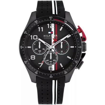 Tommy Hilfiger Bank zegarek męski czarny z czarnym paskiem 1792168