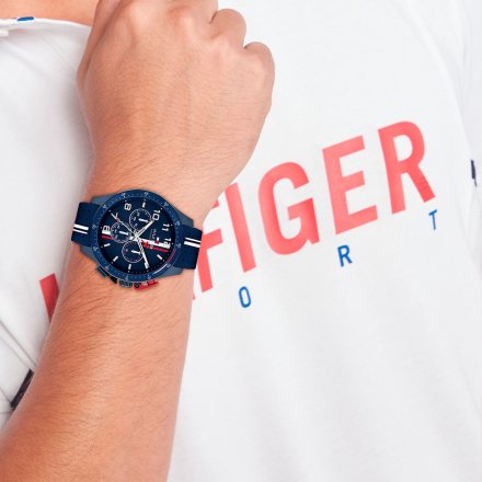 Tommy Hilfiger Bank zegarek męski granatowy z granatowym paskiem 1792169