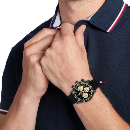 Tommy Hilfiger TH85 Chronograph zegarek męski na czarnym pasku z chronografem 1792182