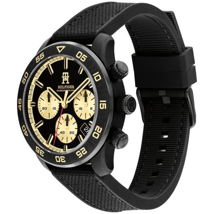 Tommy Hilfiger TH85 Chronograph zegarek męski na czarnym pasku z chronografem 1792182