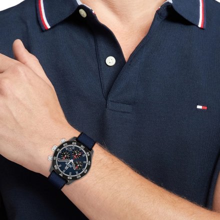 Tommy Hilfiger TH85 Chronograph zegarek męski na czarnym pasku z chronografem 1792183