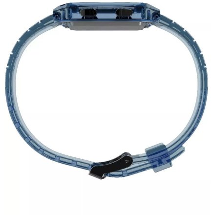 Timex Q TW2W45100 transparentny niebieski zegarek damski na pasku z wyświetlaczem